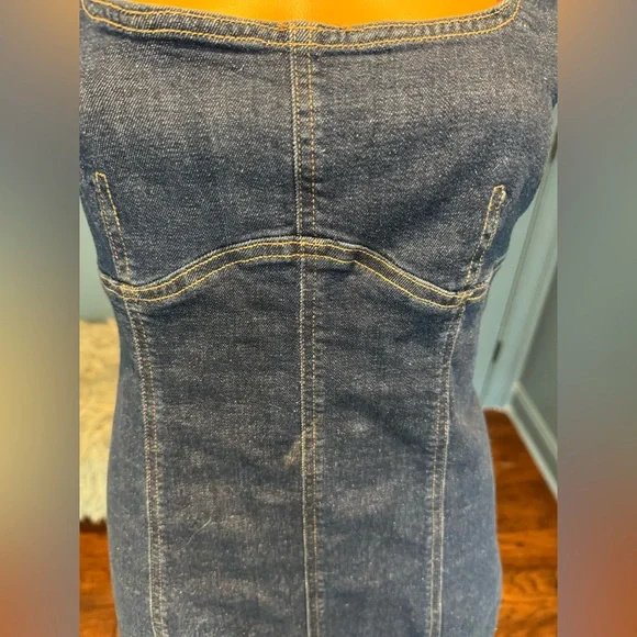 Wild Fable Denim Midi Dress Bodycon Slit Fitted Blue Size M - Picture 5 of 10
